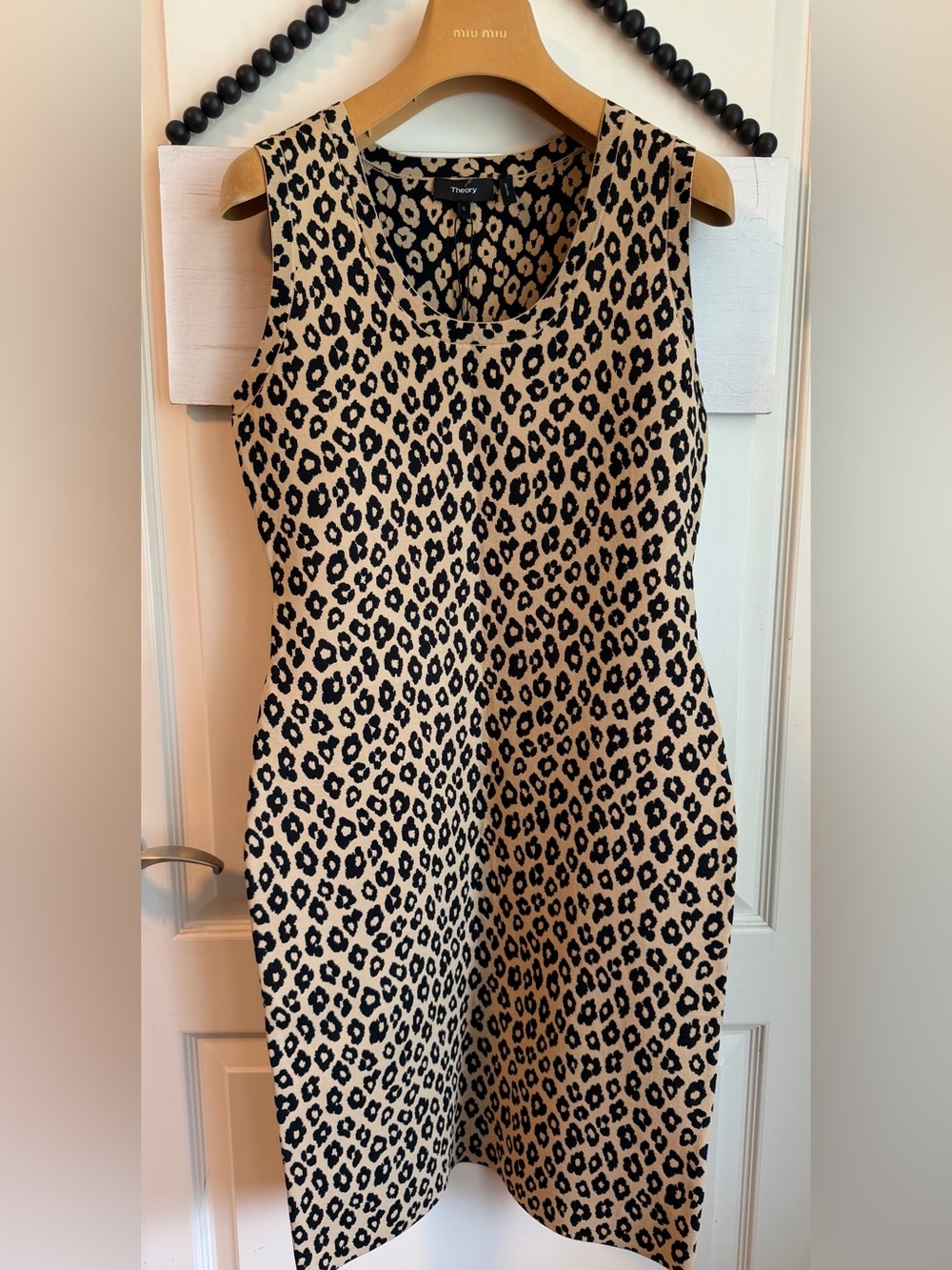 NWT Theory Tan Leopard Animal Print Sleeveless Dress Large 12 14 NWT $425.